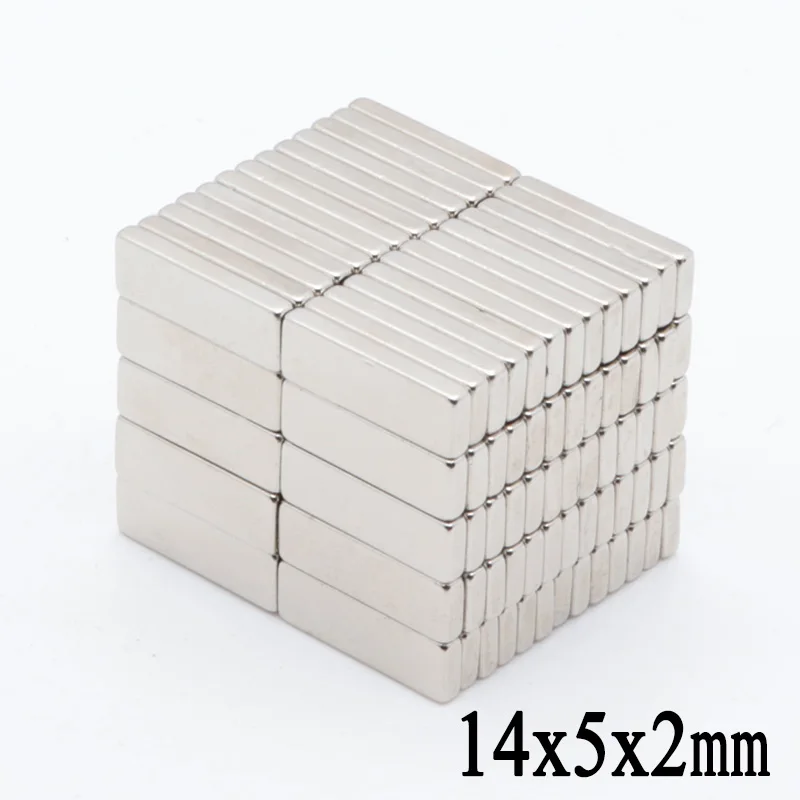 100pcs high quality 14x5x2 mm Super strong neo neodymium magnet 14x5x2 NdFeB magnet 14*5*2mm 14mm x 5mm x 2mm magnets