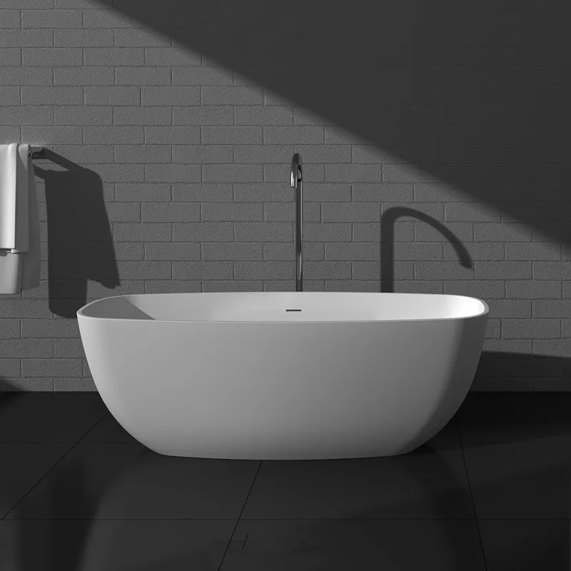 1800mm Solid Surface Stone Bathtub Oval Freestanding Corian Matt Finishing Tub RS6581A