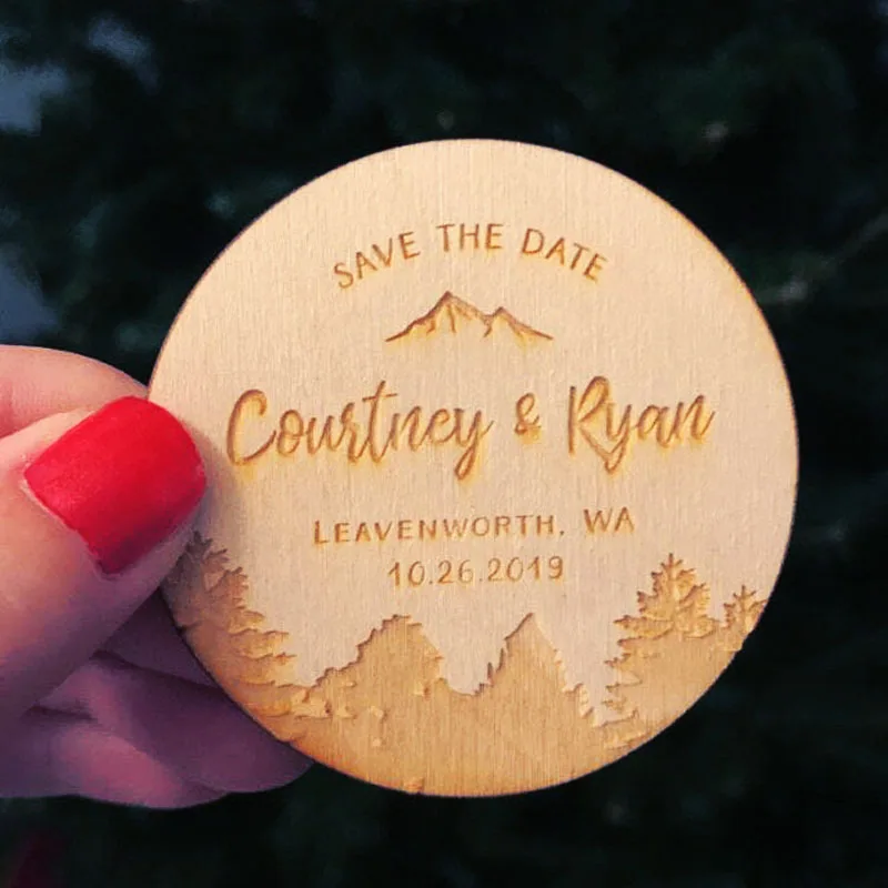 Wooden Save the Date Magnets, Save the Date, to Provide Guests with Wedding Souvenir Decoration