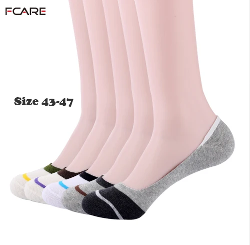 

10PCS=5pairs plus size boat socks no show invisible Non-slip Silicone sock slipper men hit color calcetines chaussette