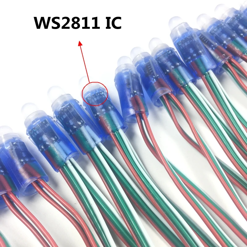 Módulo de píxeles LED WS2811 a todo Color, cadena de Navidad impermeable con conectores JST de 3 pines, 12mm, DC5V/12V, RGB, 50 unidades por lote