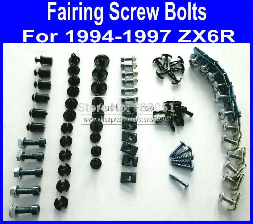 Motorcycle Fairing common screws bolt for KAWASAKI ZX6R 94-97 ZX 6R 1994 1995 1996 1997 black fairings bolts screw