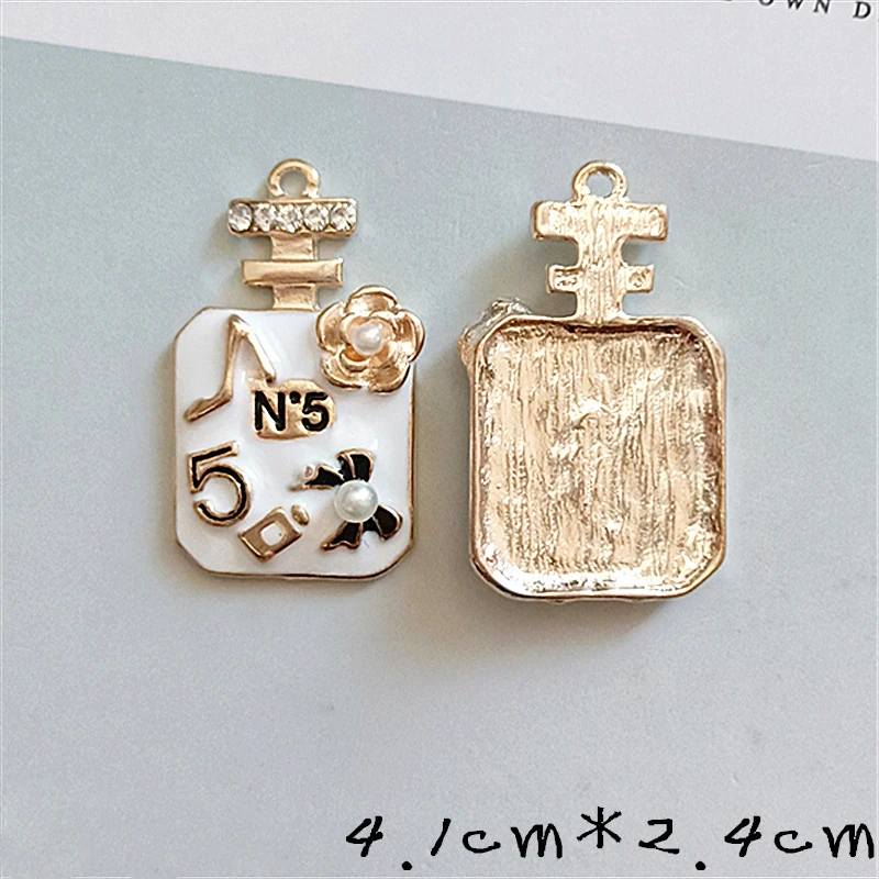 6pcs/lot Big Size Rhinestone Perfume Enamel Charms Gold Tone 41*24mm Pendants Floatings DIY Jewelry Making Handmade Craft YZ520