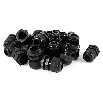 22 Pcs PG11 6mm to 10mm Waterproof Connector Adapter Plastic Cable Glands Black