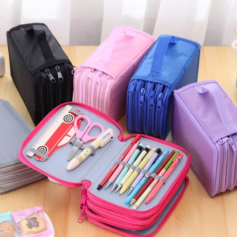 72 Holders 4 Layer Portable Oxford Canvas Pencils Case Pouch Brush Pockets Bag Pen Holder Case School Supplies Escolar Papelaria