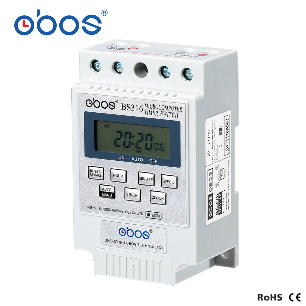 OBOS AC Timer Switch BS316 New KG316T AC 220V 25A Din Rail Digital Timer Switch