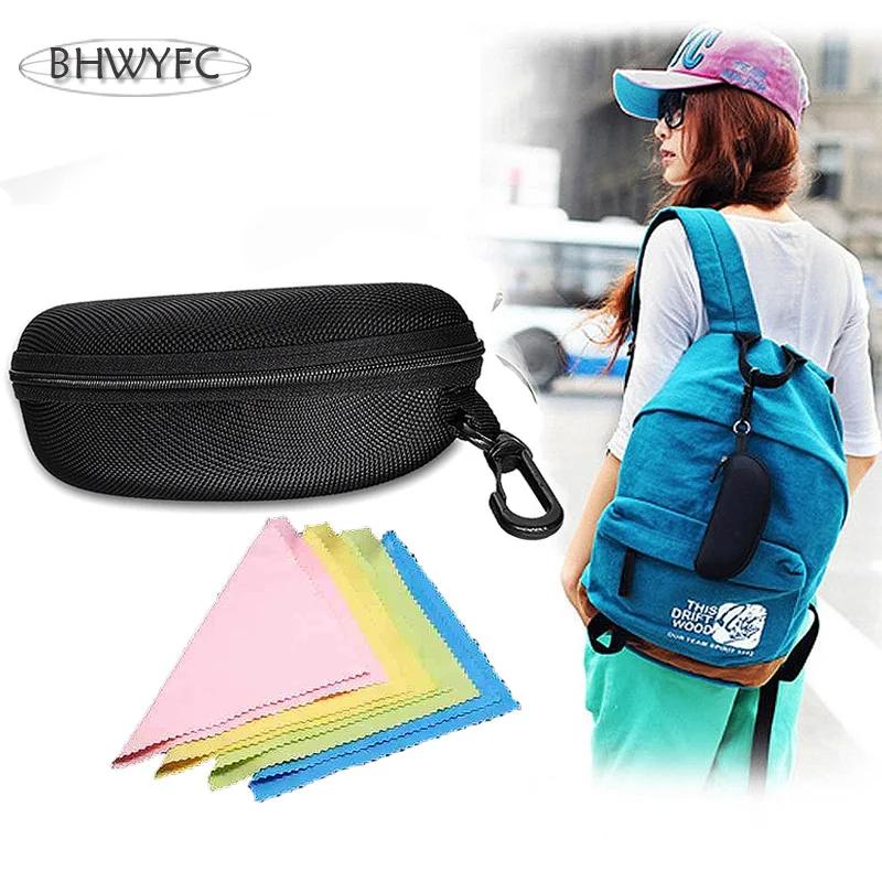 BHWYFC Black Glasses Case Box Zipper Eye Glasses Sunglasses Hard Case Cover Bag Storage Box Portable Protector