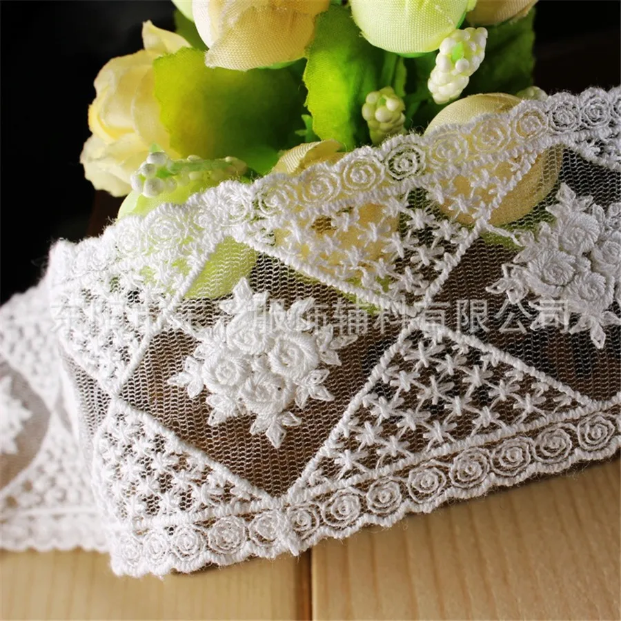 20yard*5cm Embroidery Lace Ribbon White Cotton Lace Fabric DIY Sewing Handmade Clothes Fashion Sleeve Pants Edge Accessories