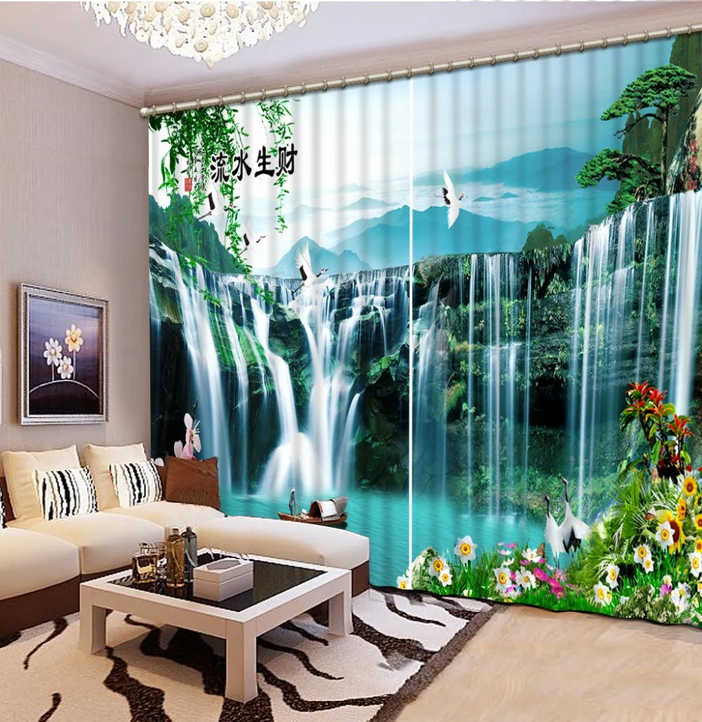 

3D Curtains Beautiful Photo Luxury European Modern nature scenery 3d curtain exterior house decor Blackout Shade Window Curtains