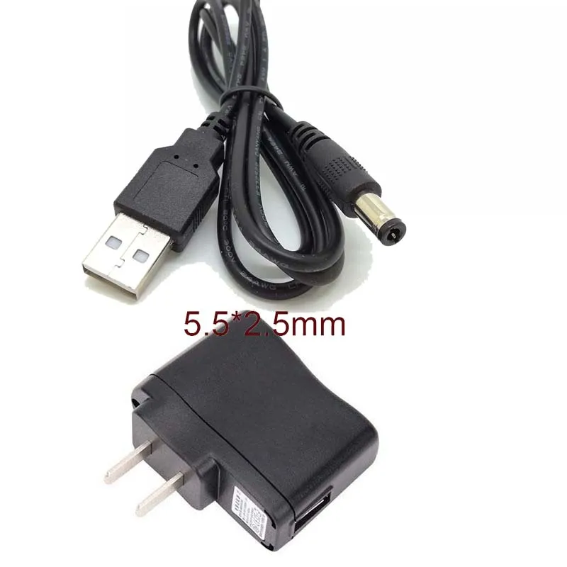 กำแพงรถ USB 5V 1A DC 5.5มม.X 2.1มม.ตัวเชื่อมต่อสายไฟใหม่
