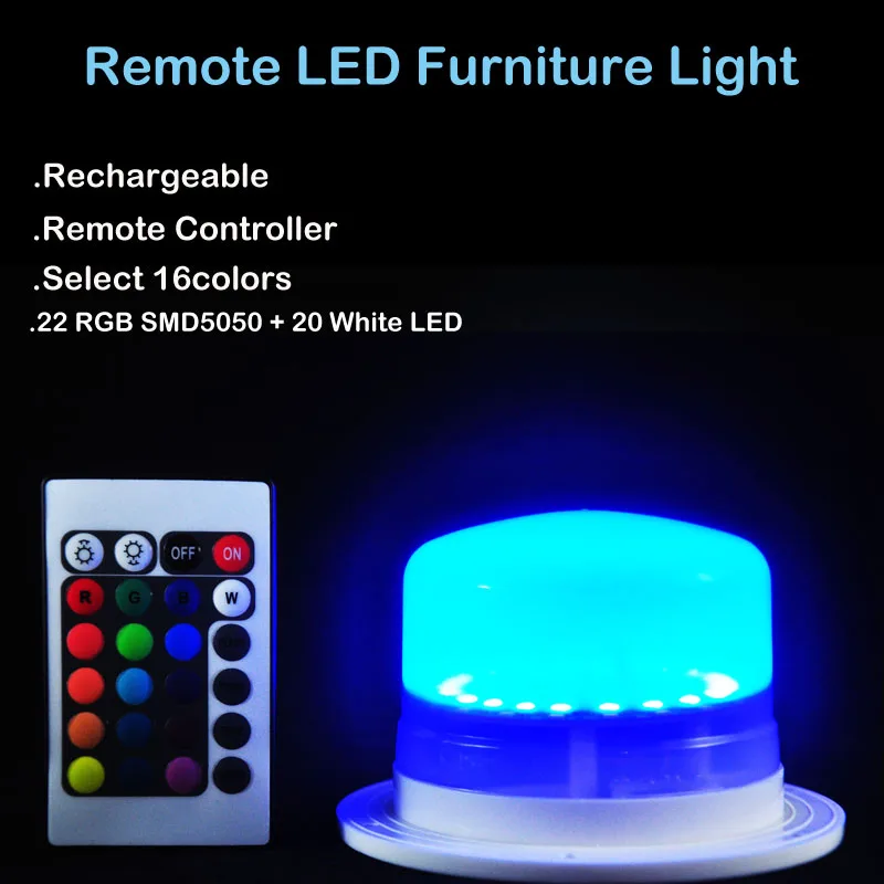 1pc Wireless Remote LED under Table lights with IR remote+adapter for Furniture Lighting for garden wedding party decoration