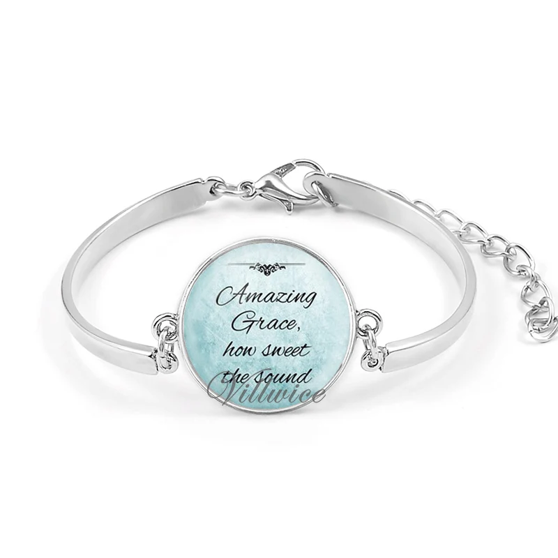 VILLWICE Fashion Bible Verse Bracelet Glass Dome Charms Bracelets Scripture Quote Jewelry For Christian Gifts