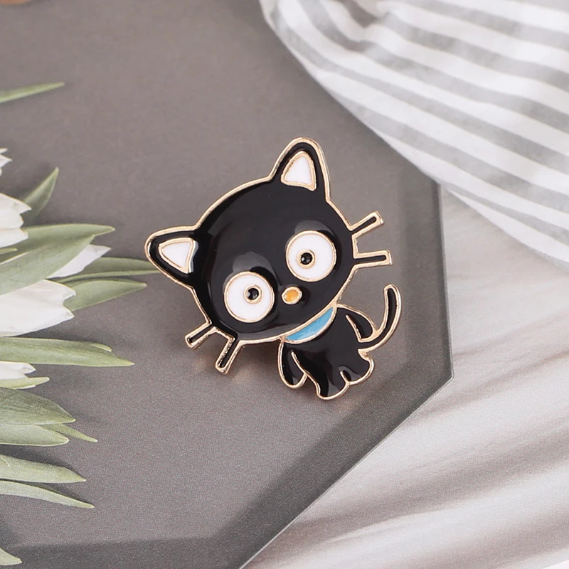 black cat pins cute cartoon enamel animal brooches metal pet pins Badge button Denim Jackets pin jeans Naughty cat jewelry