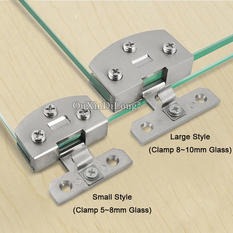 

Hot 10PCS Glass Cabinet Clamps Clips Display Wine Cabinet Door Hinges for Cupboard Shoebox Bookcase Cabinet No Drilling