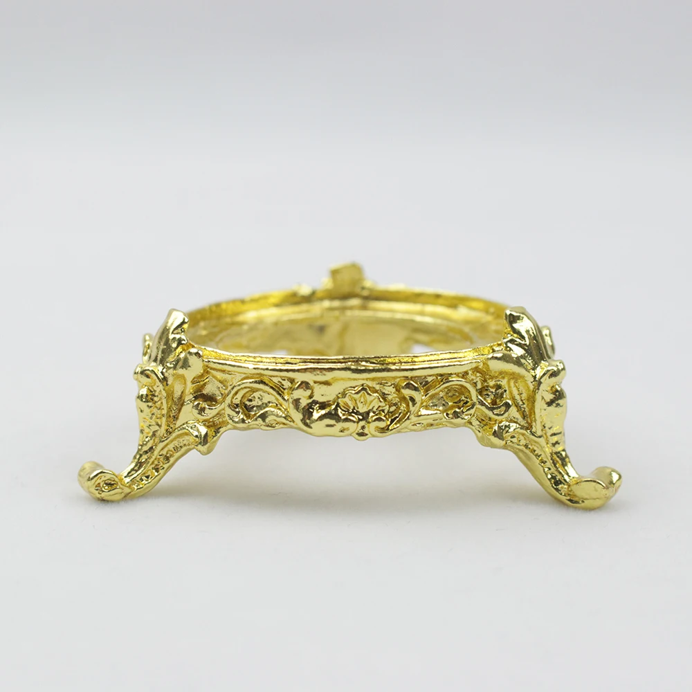 Vintage Style  Golden Color Metal Pedestal Support Stand for Round Shape Figurines Crafts Home Decoration Accessories