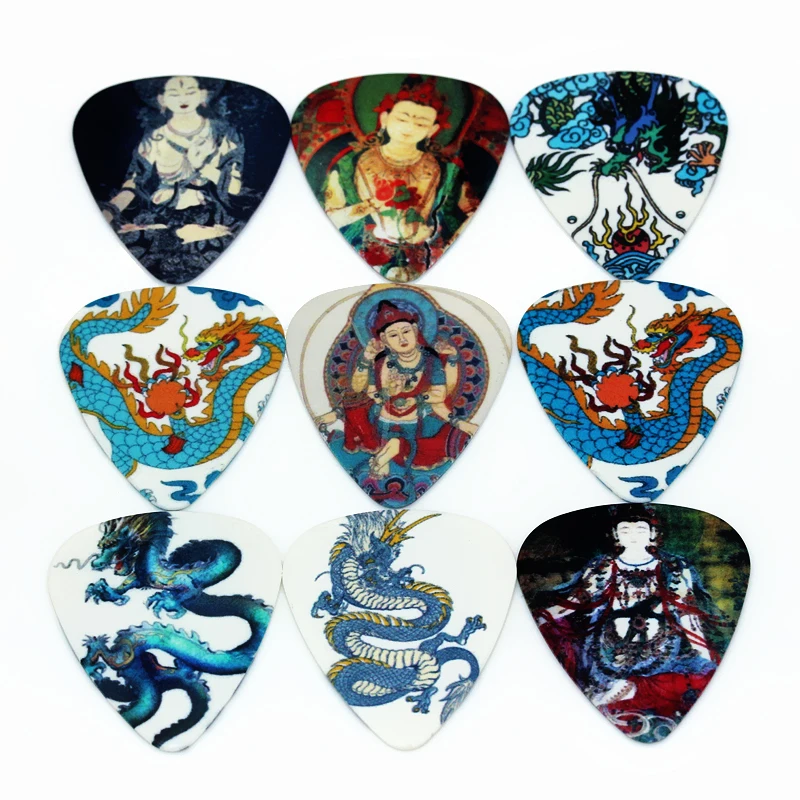 SOACH 10pcs Newest Dragons and Buddhism style Guitar Picks Thickness 1.0mm  Guitar Accessories guitar pick