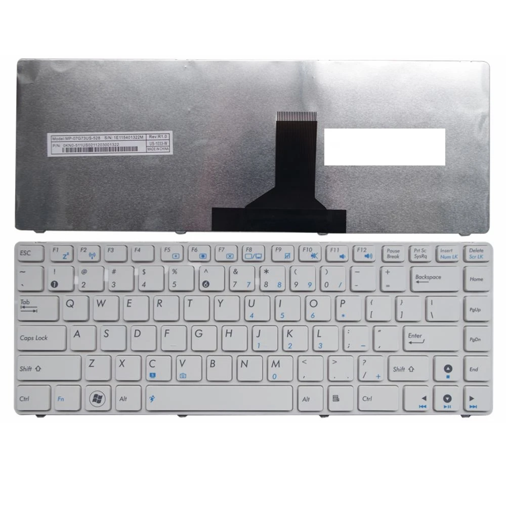 NEW US For ASUS X43 N82 X42J K42 K42D K42J A42JC N43S B43J A43S U41 J K42D U31S U31J U31F U35J P31S keyboard White English