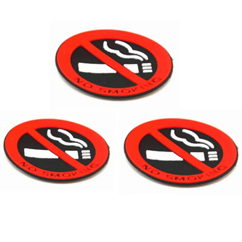 5pcs Universal Rubber NO SMOKING Sign Tips Warning Logo Stickers Car Taxi Door Decal Badge Glue Sticker Promotion car styling view 2