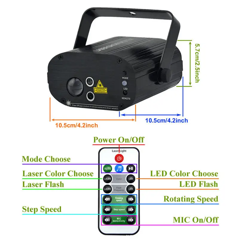 Imagem -02 - Sharelife-mini Luz de Laser Digital Aurora Verde Azul Hialurônica dj Iluminação para Palco Led Rgb Controle Remoto para Shows e Festas gb