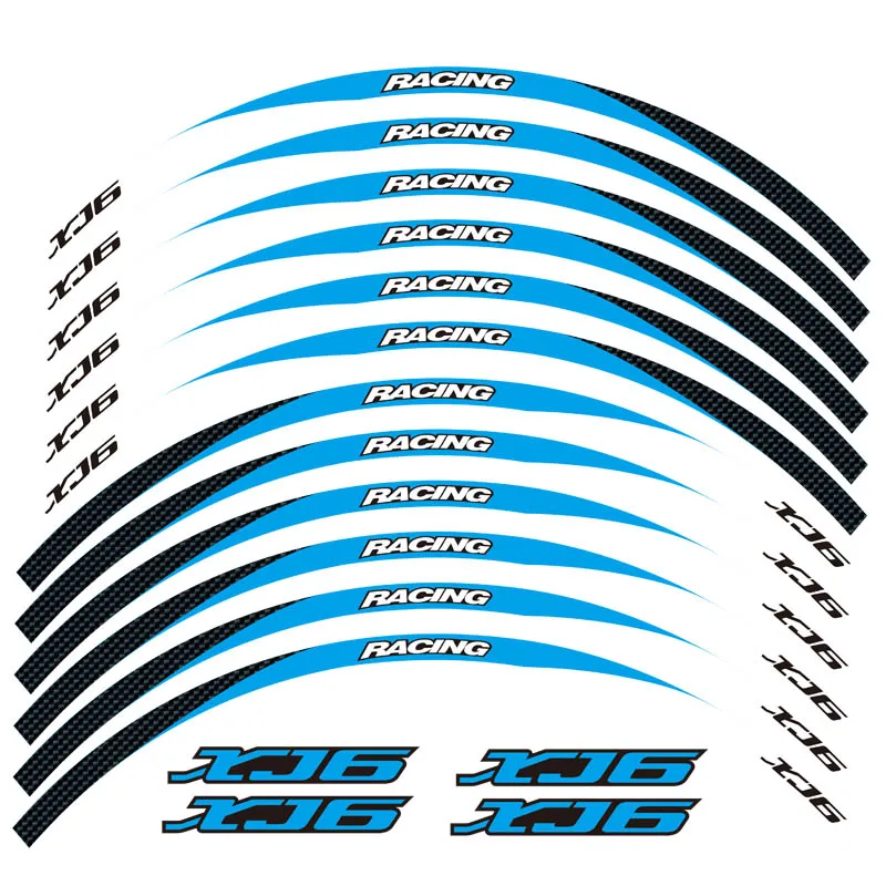 High quality Motorcycle front&Rear Edge Outer Rim Reflective Sticker 17inch Wheel Decals For YAMAHA XJ6