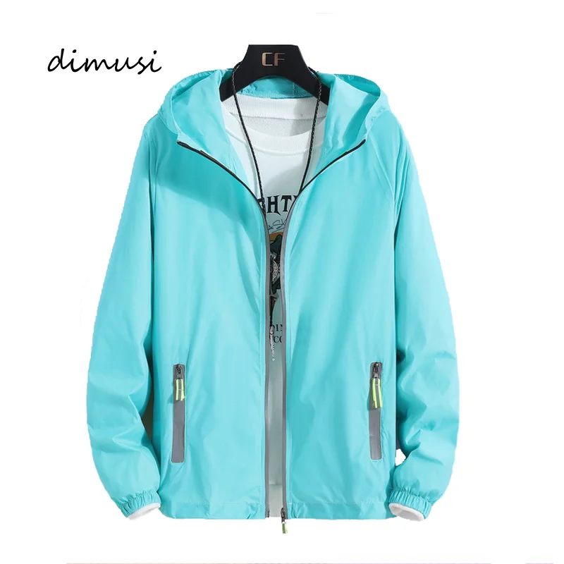 DIMUSI Autumn Mens Bomber Jackets Fashion Men Sunscreen Reflective Hoodies Coats Mens Slim Sportswear Windbreaker Jackets 7XL