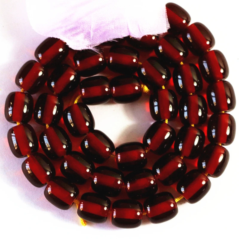 elegant dark red resin beeswax barrel rice shape 9*9mm 10*10mm 12*12mm loose beads charms jewelry making 15inch B59