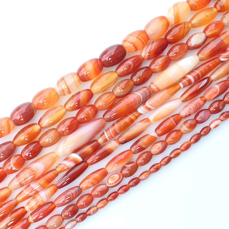 Red Stripe Ag Multi-Size 4-30mm Oval shape beads 15inch per strand ,  For DIY Jewelry Making, pendant,necklace