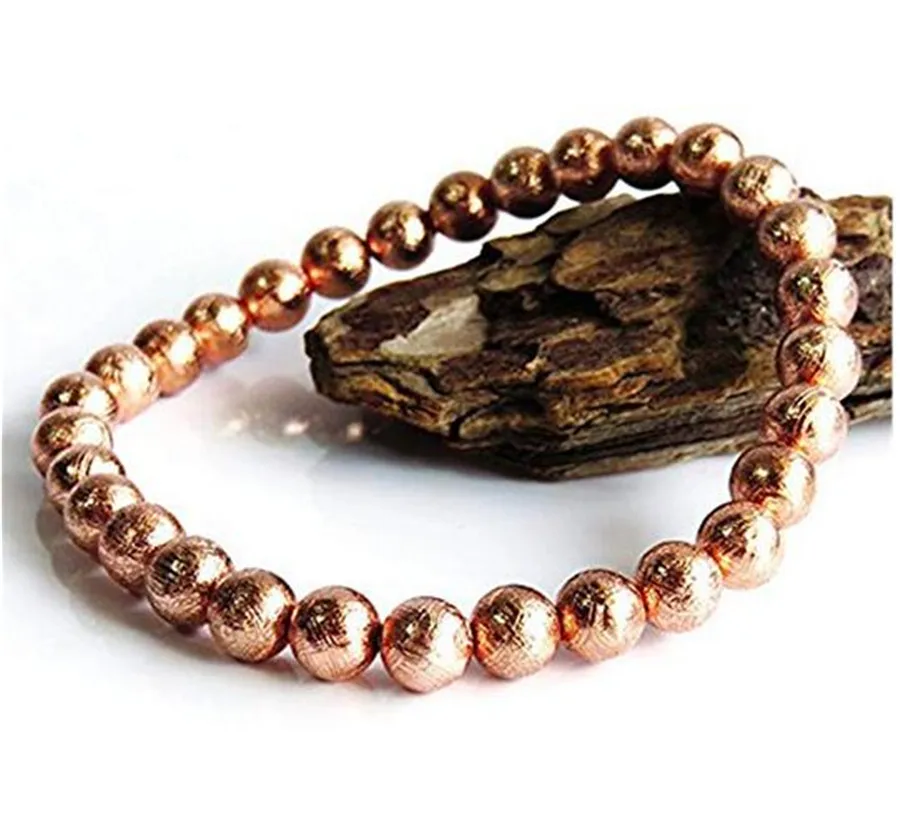 Natural Gibeon Iron Meteorite Bracelets Round Bead Fashion For Women Men 7mm Rare AAAAA