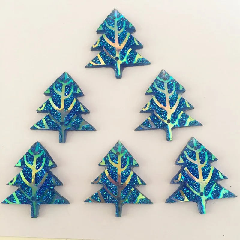 30pcs 25mm*27mm 2 hole Resin AB Christmas tree/tree of life FlatBack Appliques Wedding diy D64*3