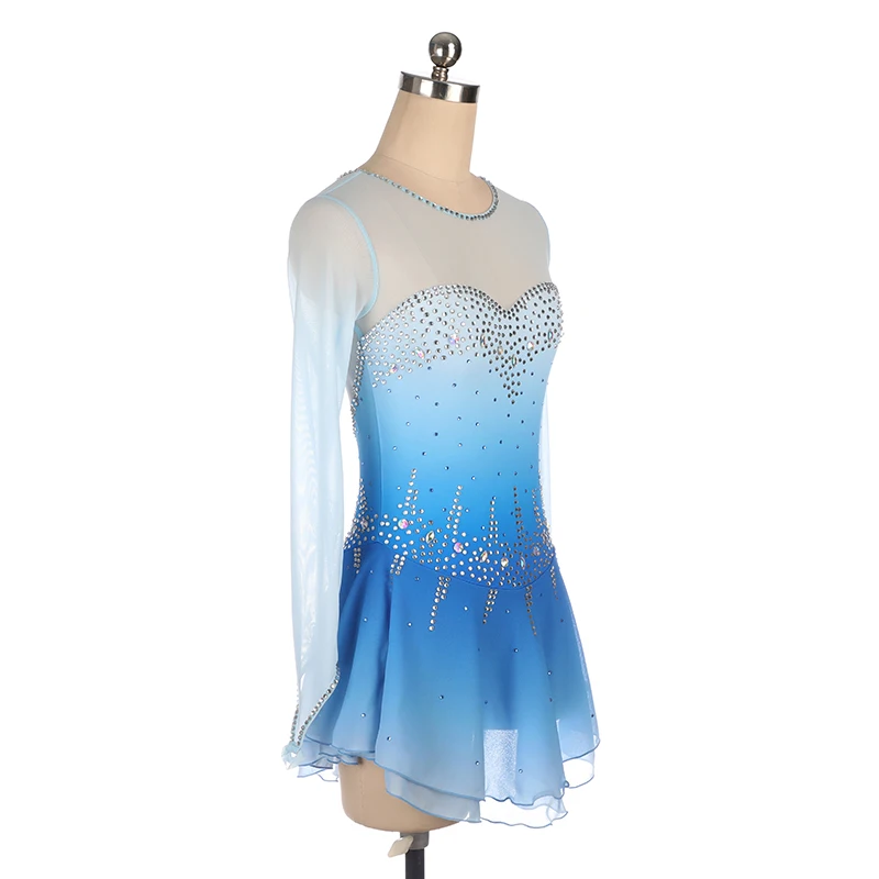 Custom Girls One Piece Sleeveless Shiny Sequins Gymnastics Ballet Leotards Figure Skating Dance Skirt