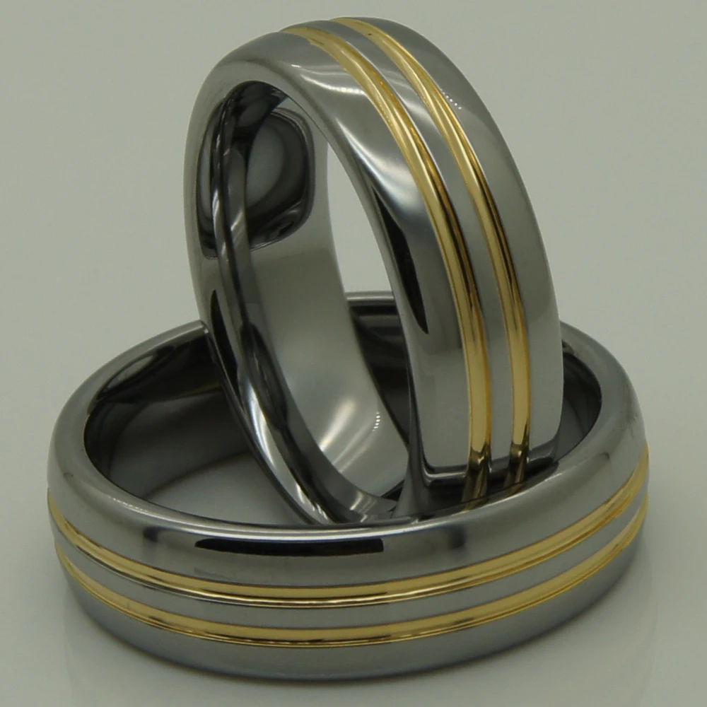 8mm 2tone gold plating hi-tech scratch proof wedding tungsten ring 1pc