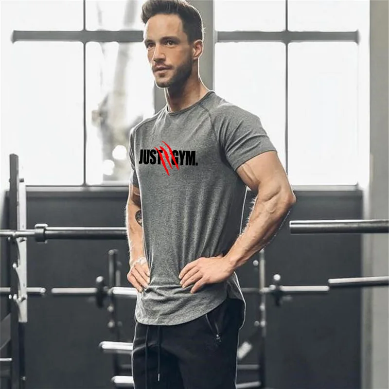 Brand Clothing Fitness Just gyms t shirt men Slim fit bodybuilding compression shirt workout tshirt homme slimfit tee shirt