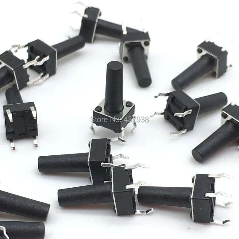 100pcs 6*6*13mm Panel PCB Momentary Tactile Tact Push Button Micro Switch 4 Pin DIP Light Touch 6x6x13mm Keys Keyboard