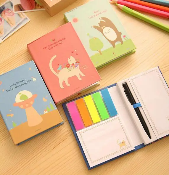 12 stile Creativo Copertina Rigida Memo Pad Notepad Sticky Note Kawaii Diario di Cancelleria