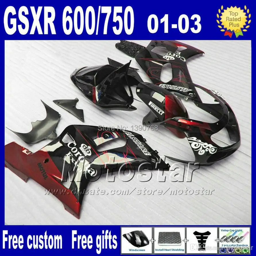 7gifts +Seat Cowl fairing kit for SUZUKI GSX-R 600/750 K1 2001-2003 GSX R600 R750 01 02 03 green flame in black motorcycle fairi