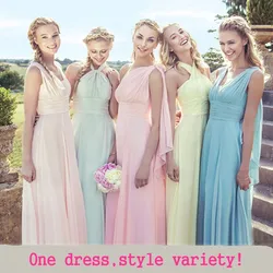 Kẹo Màu Giá Rẻ Dài Voan A-Line Bridesmaid Dresses 2018 Hot Vestido dama de honra Đảng Prom Dresses Tùy Chỉnh Màu Sắc kích thước