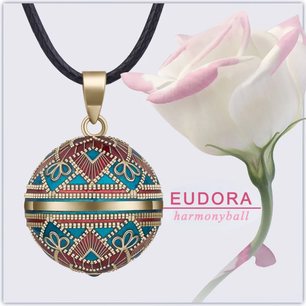 EUDORA Harmony Ball Necklace Vintage Chime Bola Pendant for Women Fashion Jewelry Gift Mexican Pregnancy Ball 45\'\' Chain 3 Style