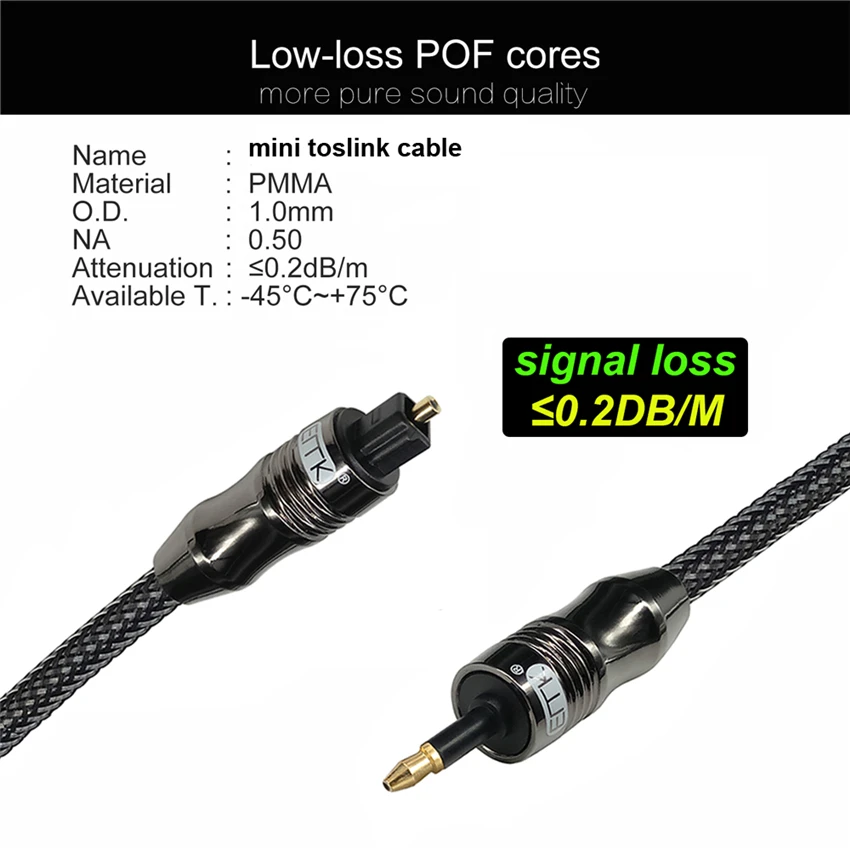 EMK Mini Toslink do Mini Toslink kabel 3.5mm SPDIF toslink 3.5 do 3.5 optyczny kabel Audio do Macbook DVD 3m 5m 8m 10m