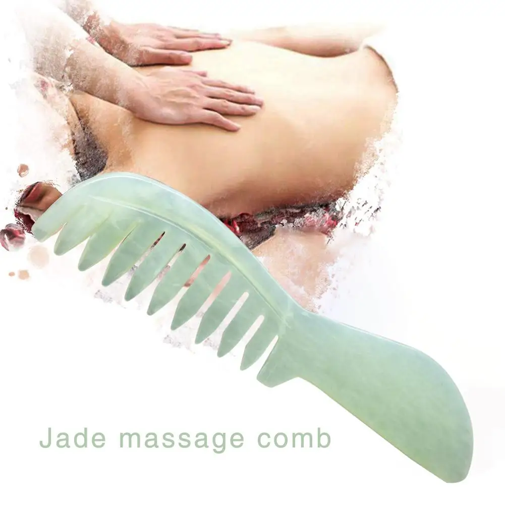 1Pc Traditional Chinese Nature Jade Comb Massage Spa Acupuncture Head Therapy Trigger Point Treatment On Head