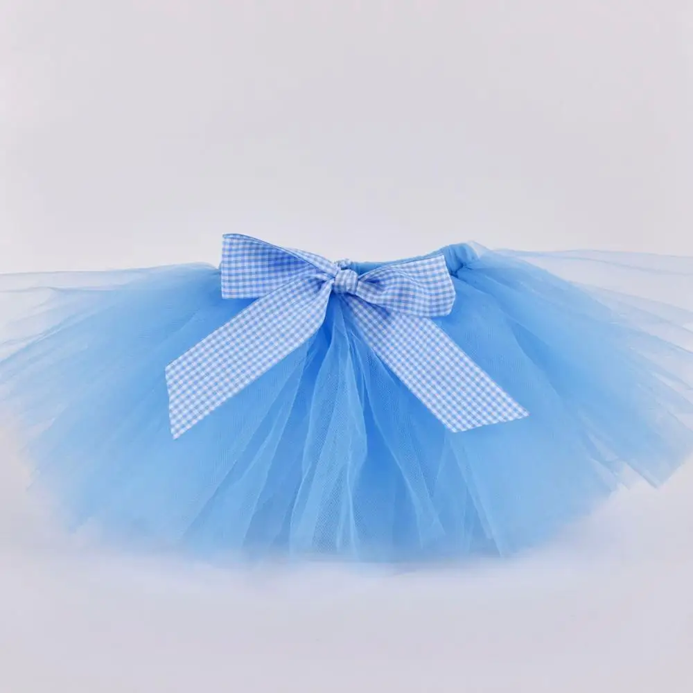 Blue Solid Baby Girls Fluffy Tutu Skirt & Headband Set Newborn Photo Prop Costume Infant Birthday Tulle Tutus For 0-12M