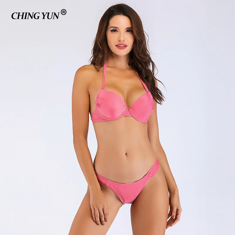 

CHING YUN Bikini Women Swimsuit Sexy Pure color swimsuit Bikini Set Brazilian Swimwear Beach Soft cup Bathing Suit Biquini