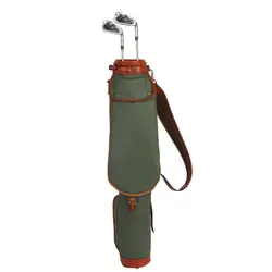 Tourbon Vintage Golf Club Bag Carrier Canvas & Leather Golf Sunday Bag Waxed Waterproof Fleece Padded Pencil Style Cover 84CM