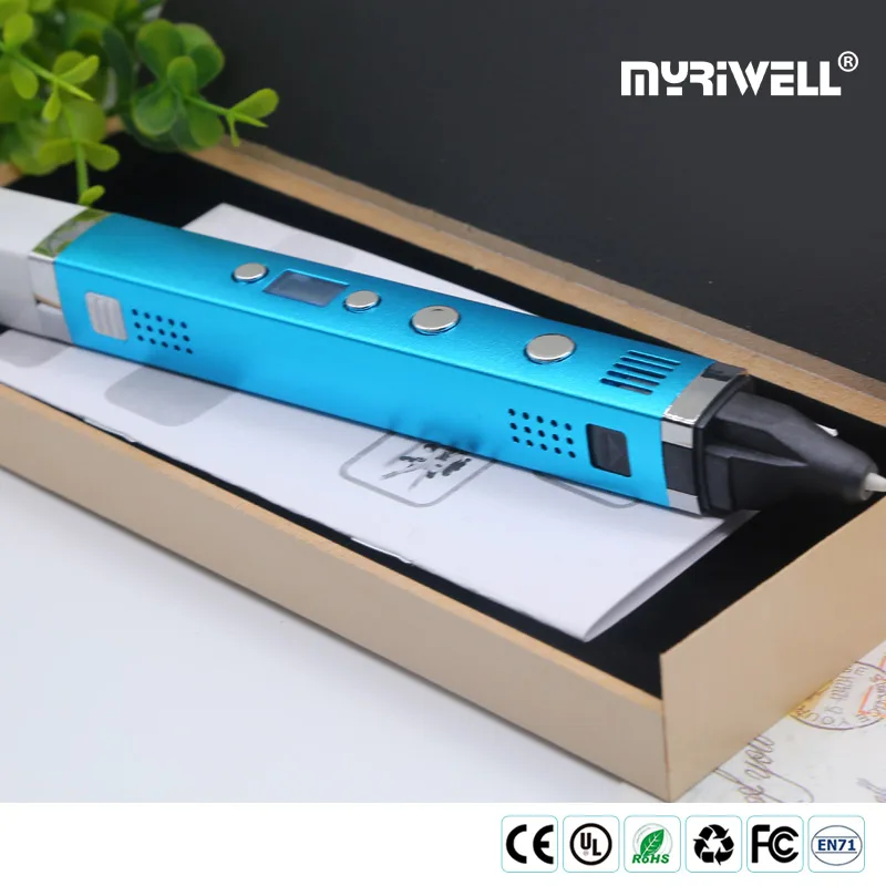 Myriwell 3d stift RP100C + PLA 1,75mm filamen 3d print pen metall shell USB power kompatibel ABS PCL PLA 3 modi