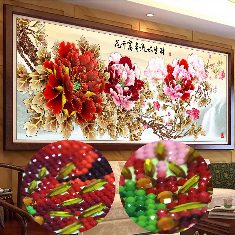 Special Shaped,Diamond Embroidery,5D,Diamond Painting,Cross Stitch,Diamond Mosaic,Decor,Christmas Peony Waterfall Blossom Rich