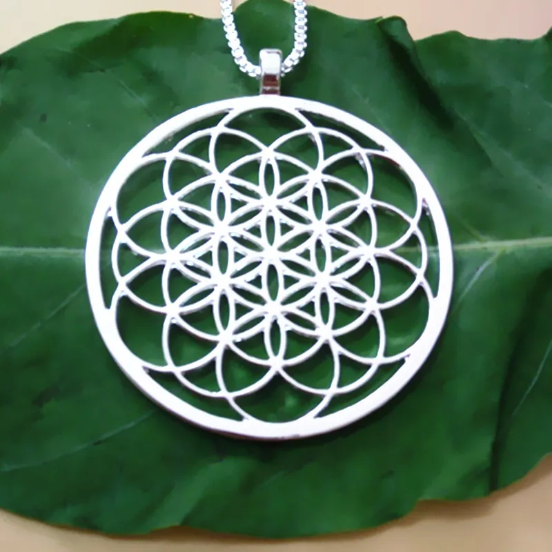 Seed Of Life Necklace  Geometric Pendant Sacred Geometry Flower of life necklaces & pendants With 60 cm box chain for women