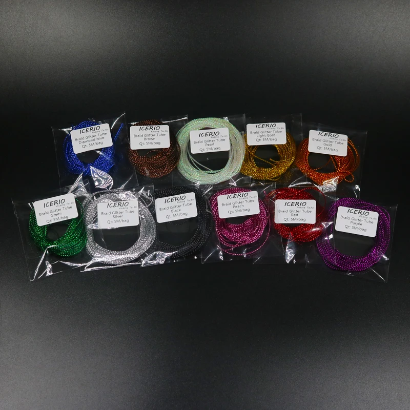 ICERIO 5m/Pack Fly Tying Glitter Rib Chironomid Midge Nymph Braid Lines Fly Tying Materials