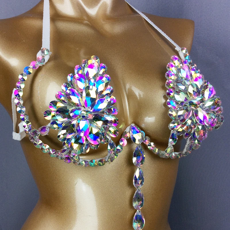 New Samba Carnival Bra Rainbow Stone Sexy Belly Dancing WIRE BRA FREE SHIPPING BB002