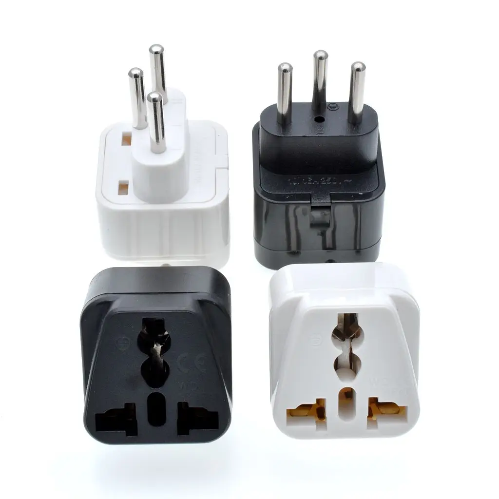 2PC black/white Universal UK Europe AU USA to Swiss Switzerland Grounded Travel Adapter Plug wall socket SWEITZ PLUG TYPE J