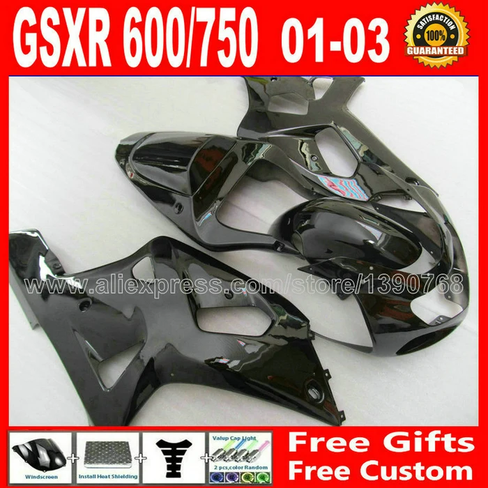 

Brand new fairing set for glossy black SUZUKI 2001- 2003 GSXR 600 750 K1 #TKB GSX R600 R750 01 02 03 7 gift