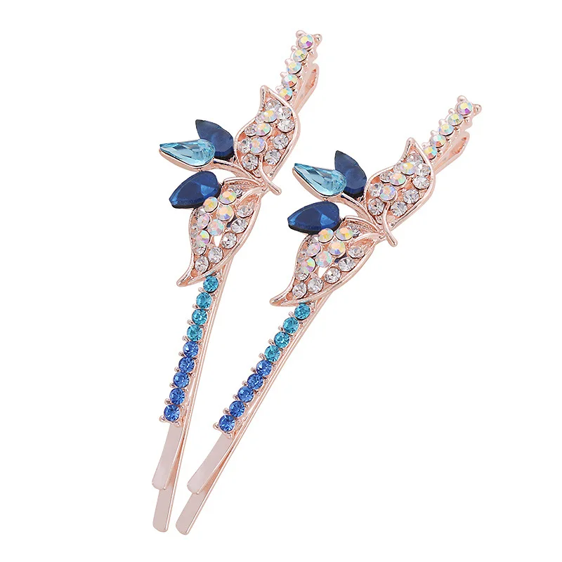 EASYA Fashion Rhinestone Crystal Flower Hairpin Hair Accessories For Women Girls Sparkling Hairgrips Pour Chevens